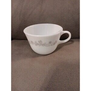 Vintage Pyrex Corning Gray Flower Milk Glass Cup Mug
